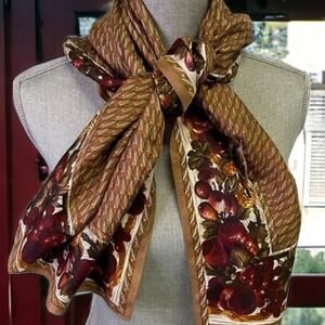 Vintage Floral Scarf Womens Basket Weave Square Oversized Cottage‎ Grandma